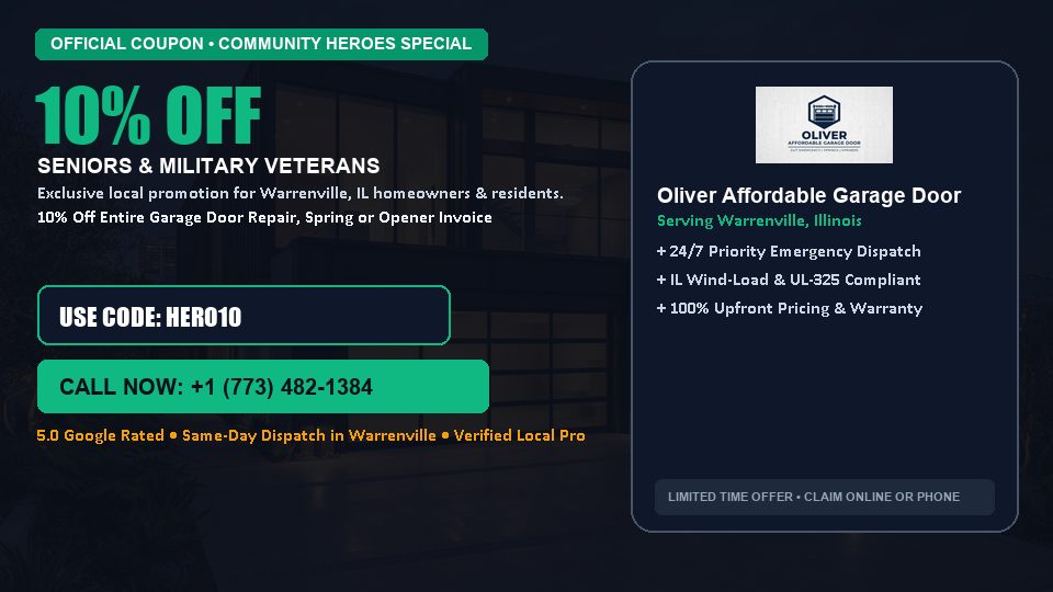 10% OFF Senior, Military & First Responder Discount in Warrenville, IL - Oliver Affordable Garage Door